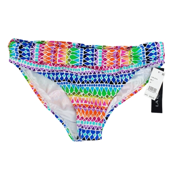 LA BLANCA Rainbow Full Geo Spectrum Shirred Banded Hipster Bikini Bottom… - Picture 1 of 8